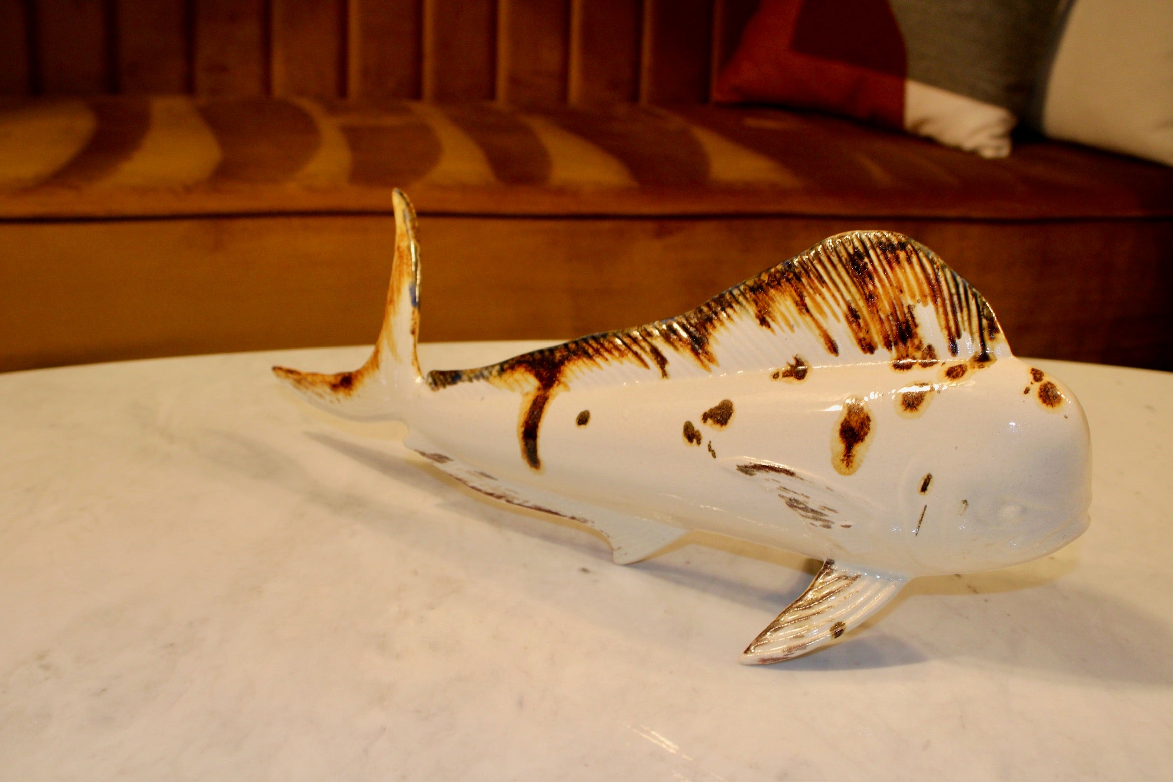 Handmade Ceramic Mahi Mahi Sculpture Ocean Decor- 16.5"x7" | SaleenArt USA