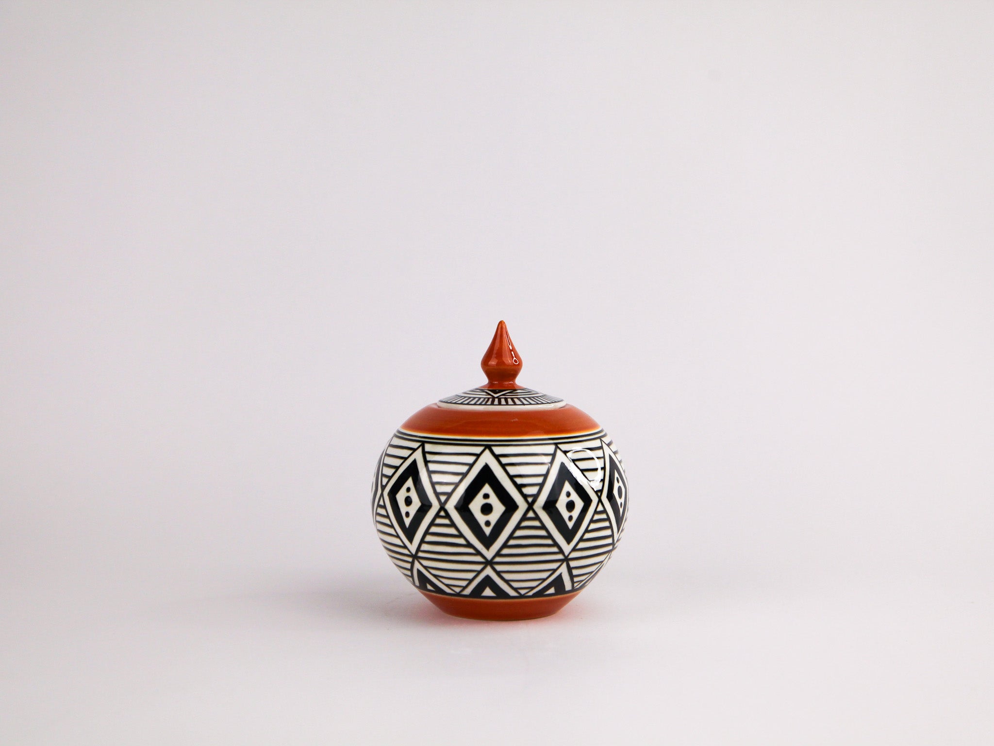 Handmade Spherical Ceramic Jar with Lid - 6" | SaleenArt USA