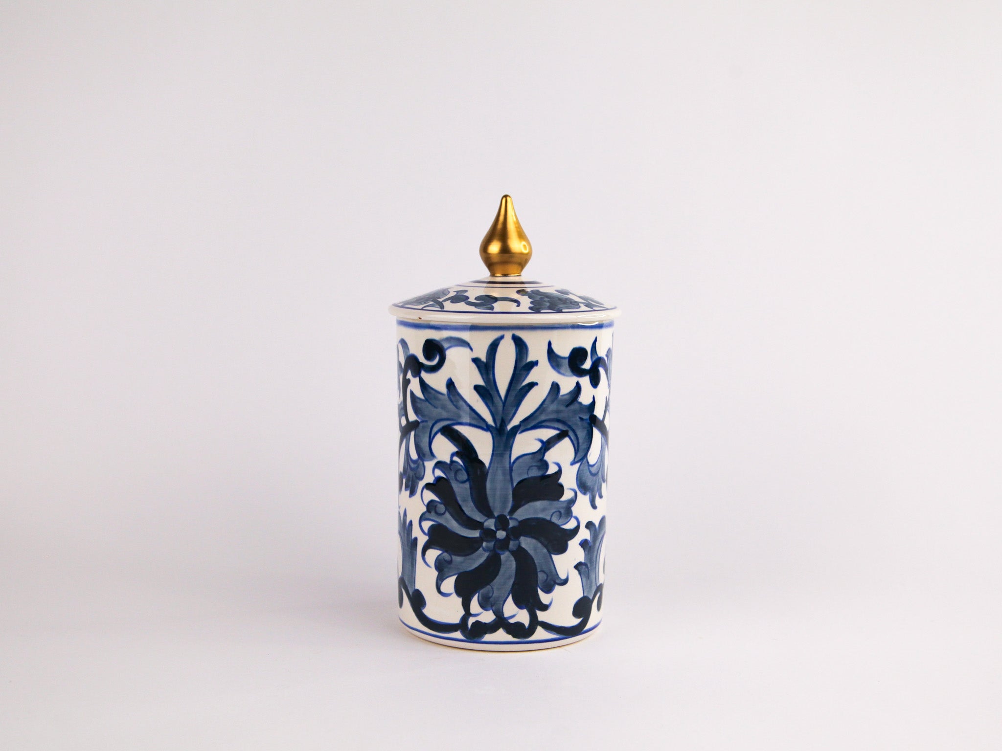 Handmade Ceramic Cylindrical Jar with Lid - 13" | SaleenArt USA