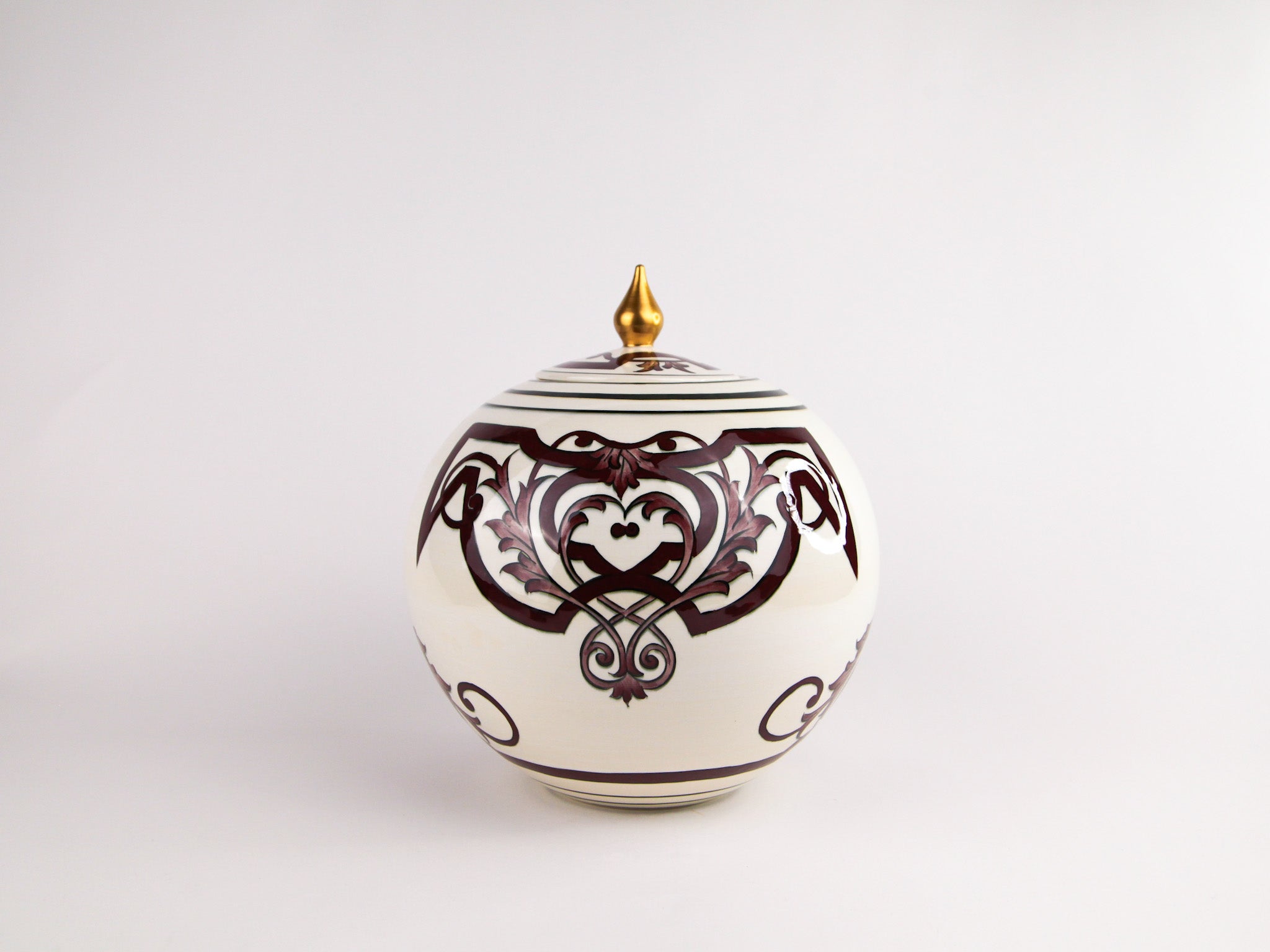 Handmade Spherical Ceramic Jar with Lid - 12"x10" | SaleenArt USA