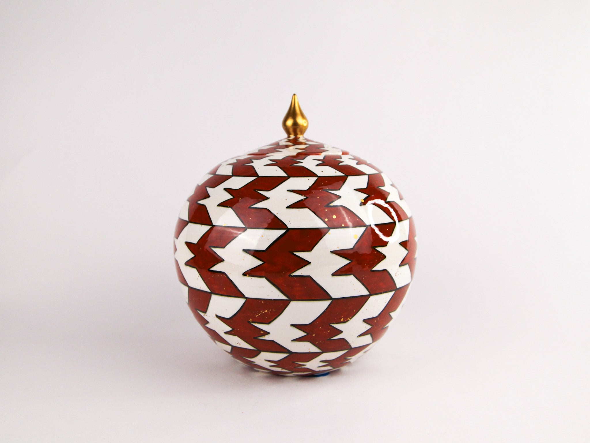 Handmade Spherical Ceramic Jar with Lid - 12"x10" | SaleenArt USA