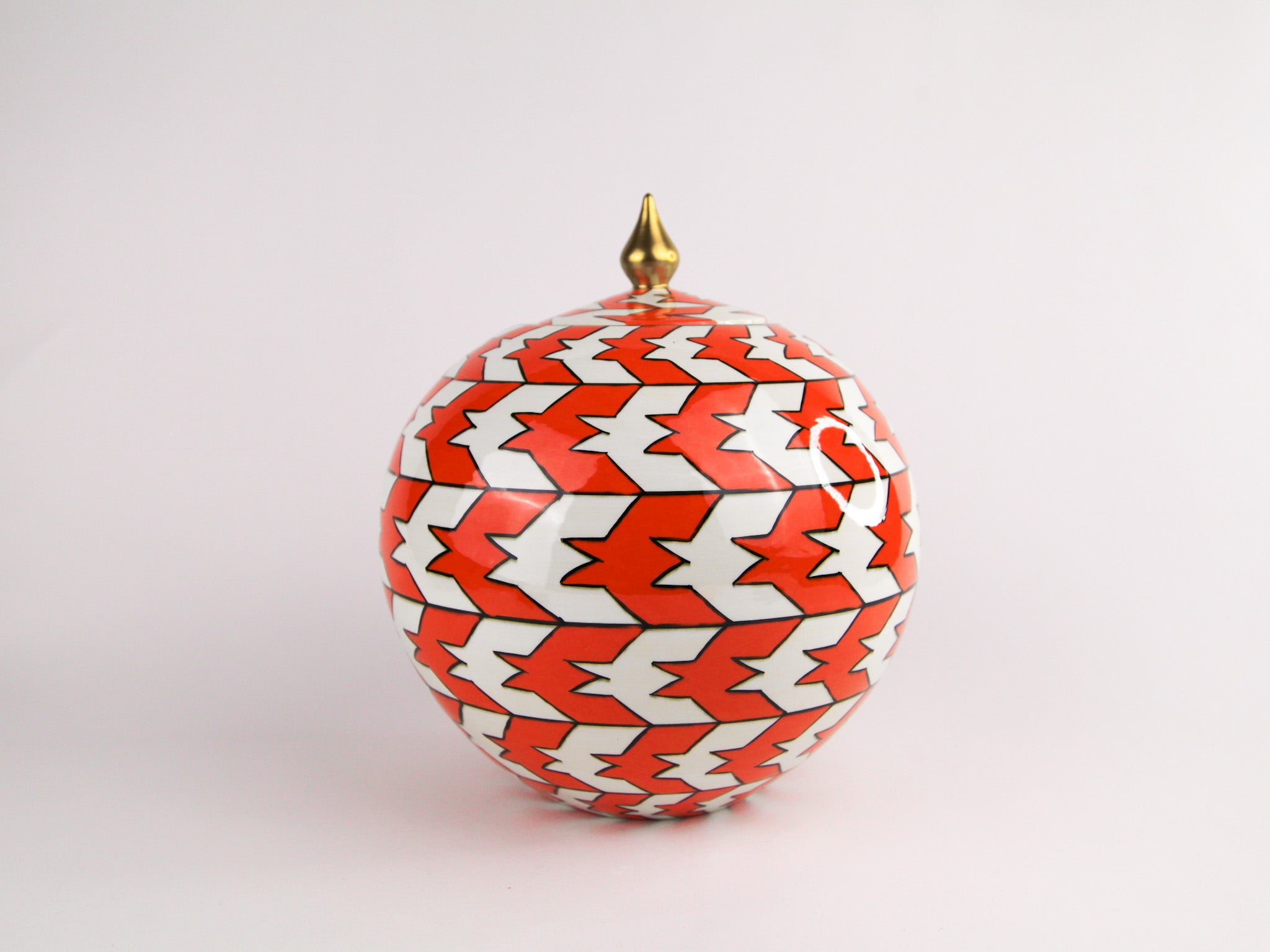 Handmade Spherical Ceramic Jar with Lid - 12"x10" | SaleenArt USA