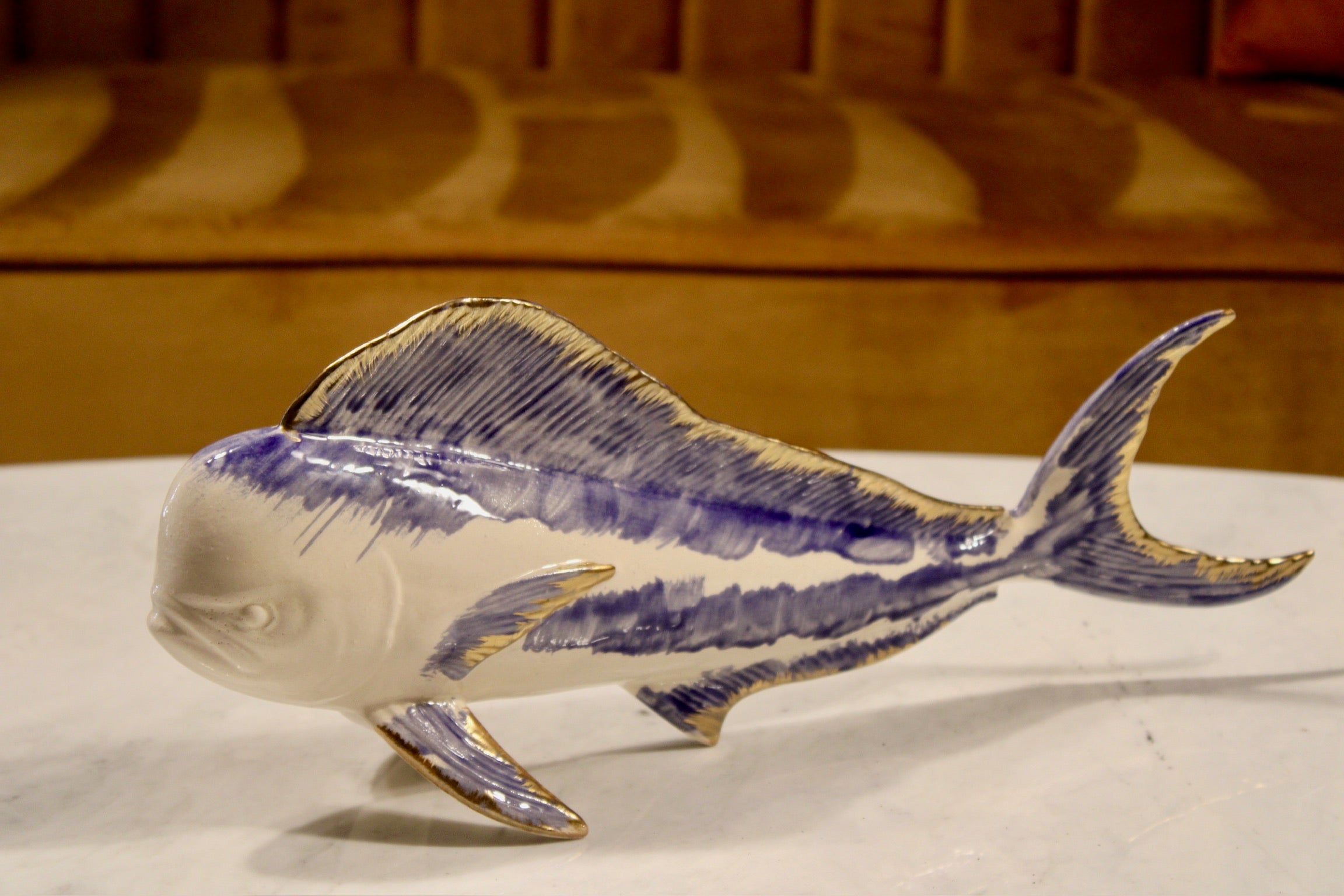 Handmade Ceramic Mahi Mahi Sculpture Ocean Decor- 16.5"x7" | SaleenArt USA