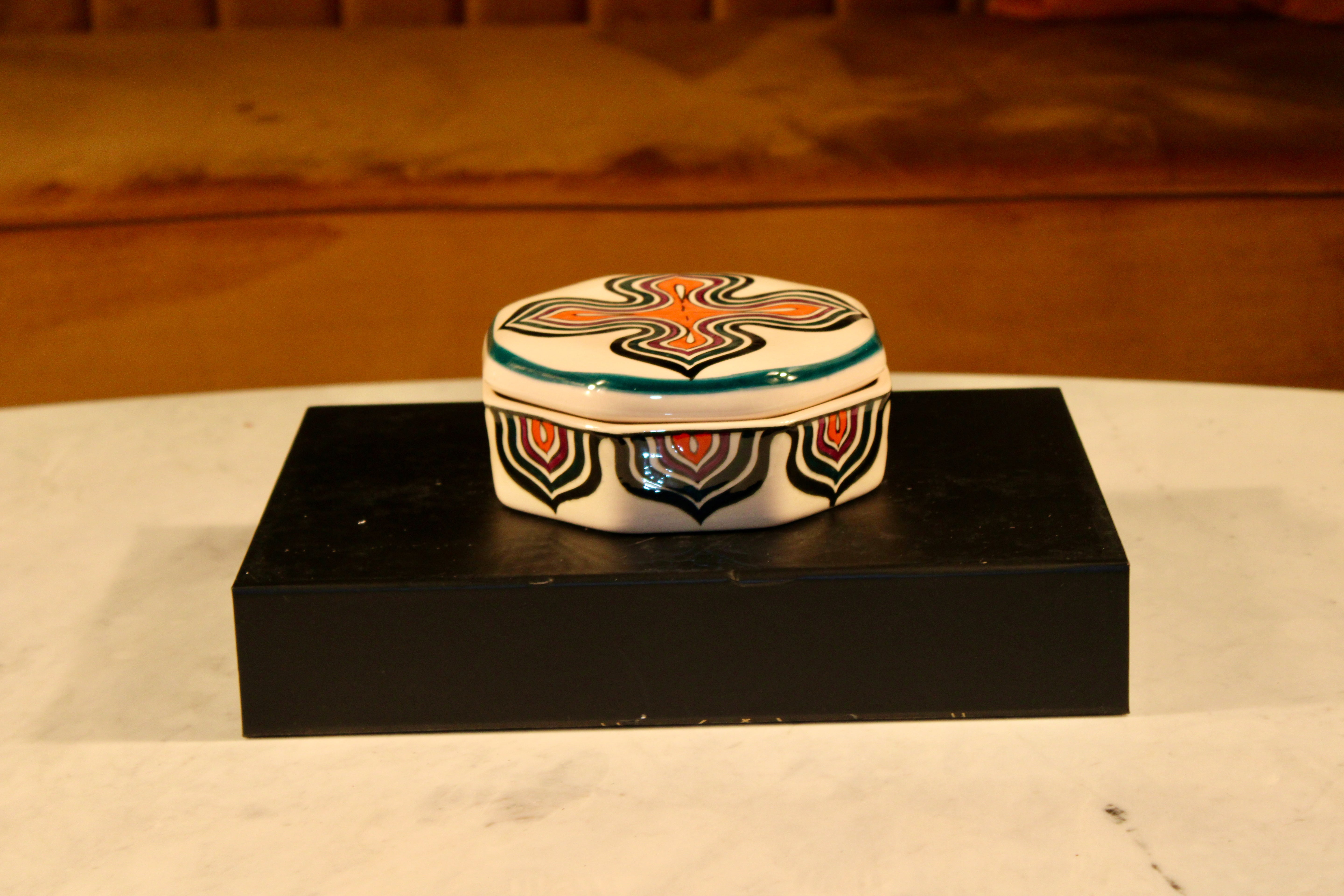 Handmade Ceramic Octagonal Keepsake Treasure Box - 6" | SaleenArt USA