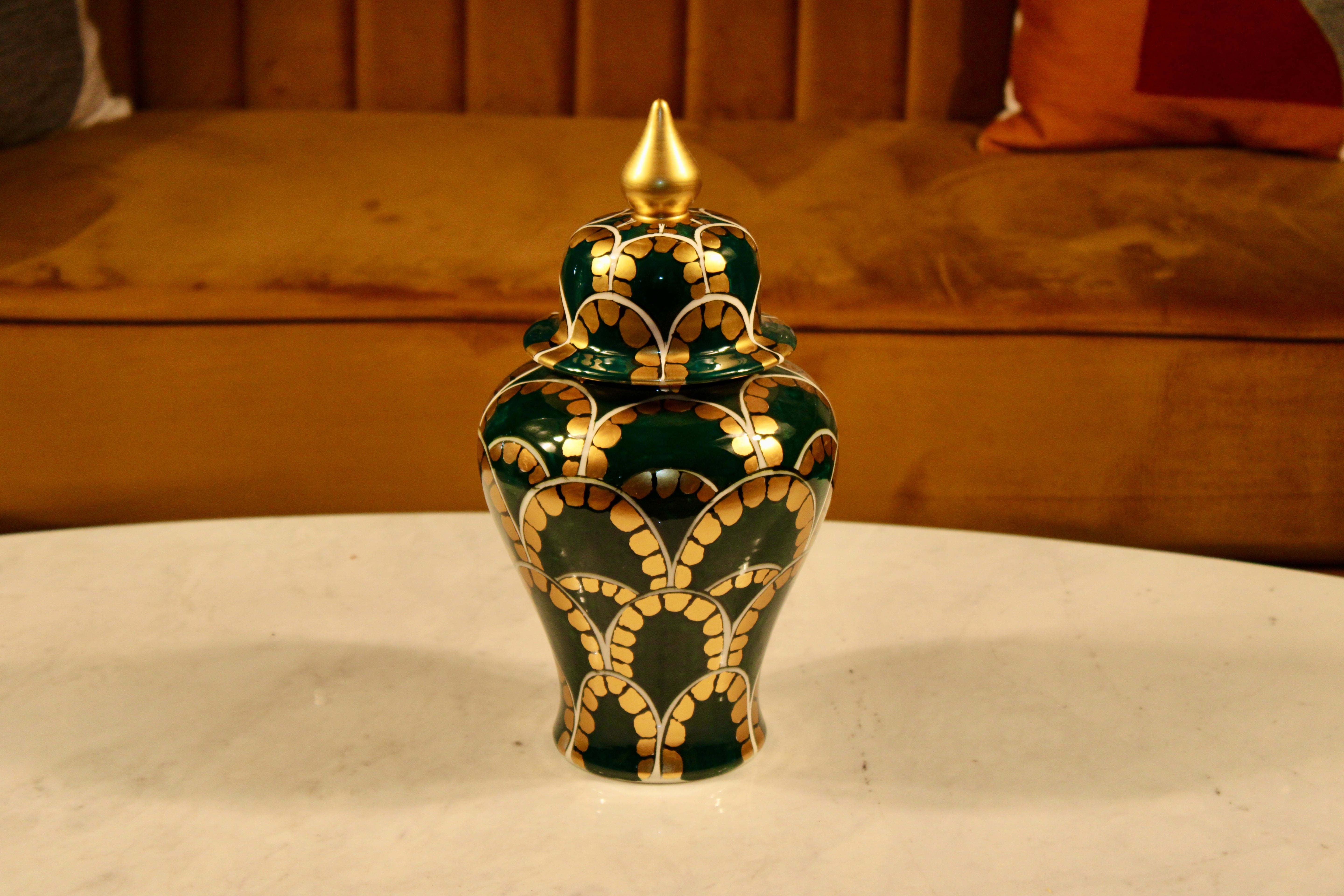 Handmade Ceramic Shah Jar with Lid - 15"x9" | SaleenArt USA