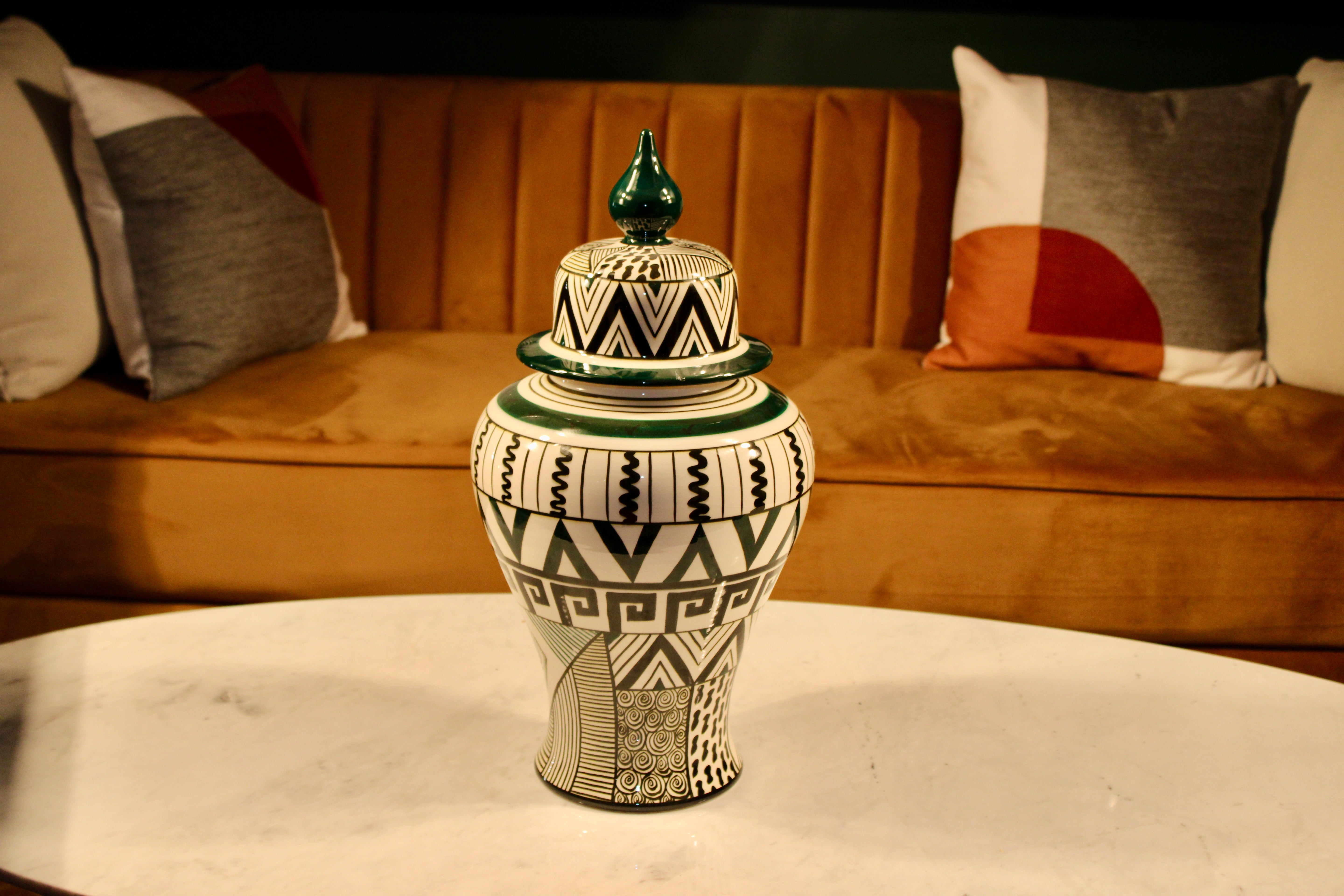 Handmade Ceramic Shah Jar with Lid - 15"x9" | SaleenArt USA