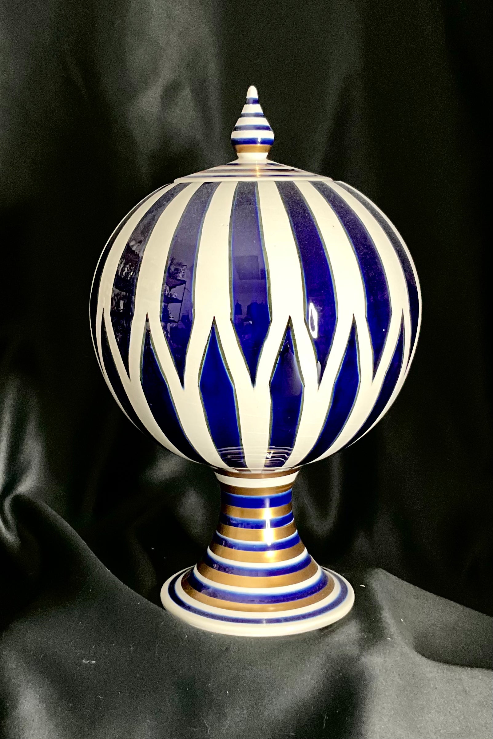 Handmade Ceramic Pedestal Globe with Lid - 15"x9" | SaleenArt USA