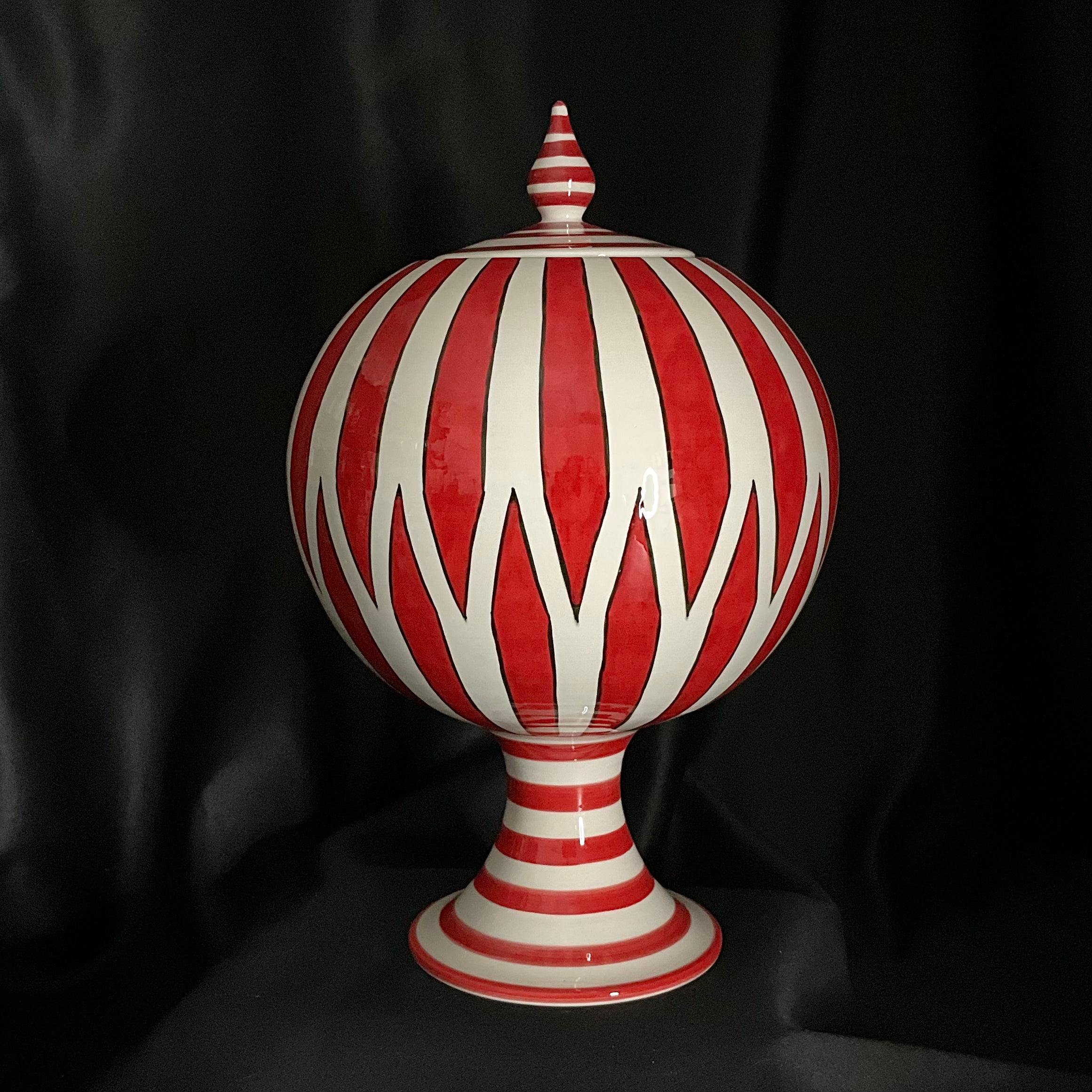 Handmade Ceramic Pedestal Globe with Lid - 15"x9" | SaleenArt USA