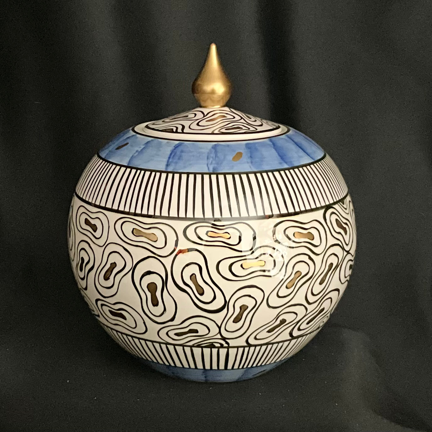 Handmade Spherical Ceramic Jar with Lid - 12"x10" | SaleenArt USA