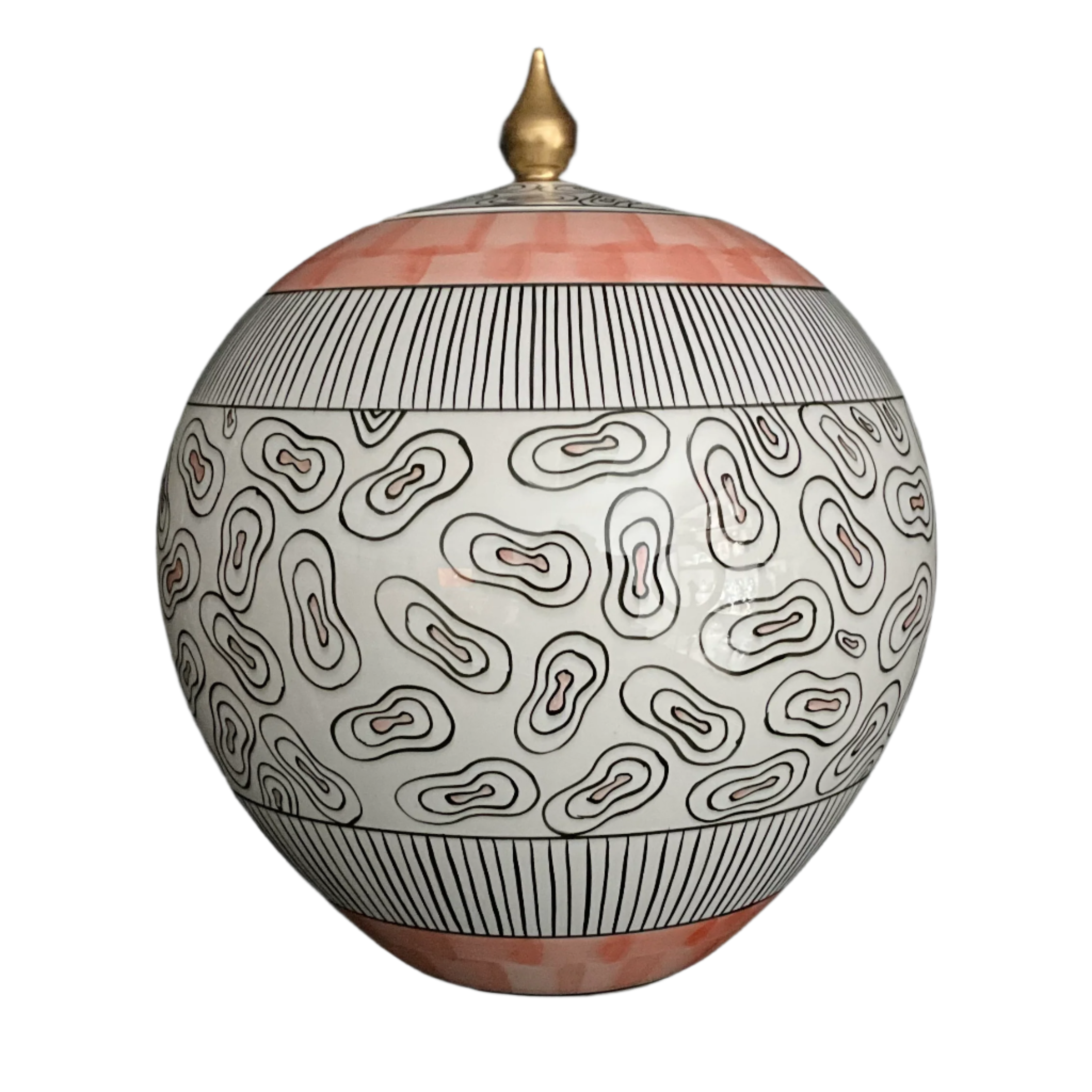 Handmade Spherical Ceramic Jar with Lid - 15" | SaleenArt USA