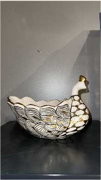 Handmade Ceramic Peacock Bowl Server - 11.5"x6" | SaleenArt USA