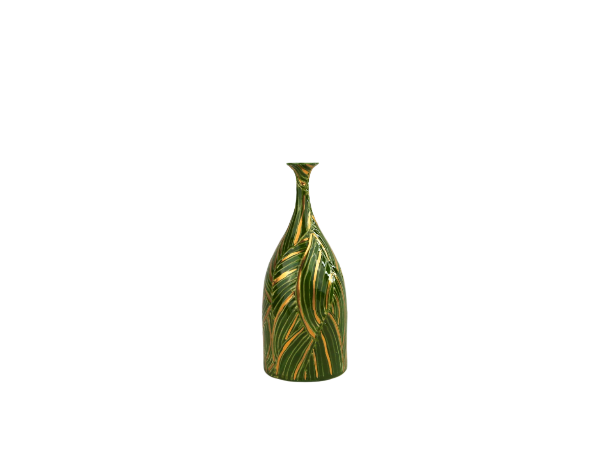 Handmade Ceramic Fluted Bottle Vase - 8" | SaleenArt USA