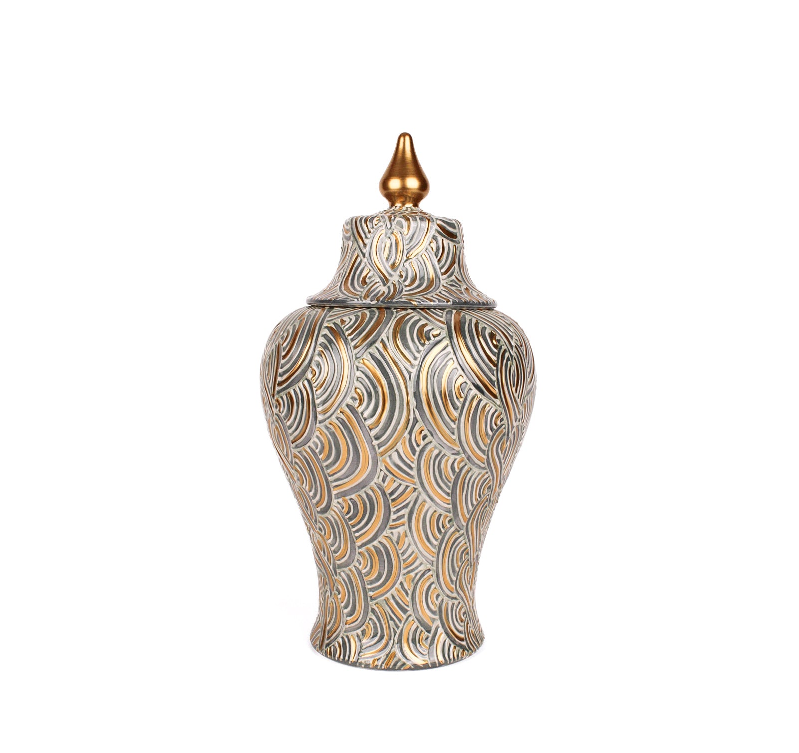 Handmade Ceramic Shah with Fez-Shaped Lid - 15" | SaleenArt USA