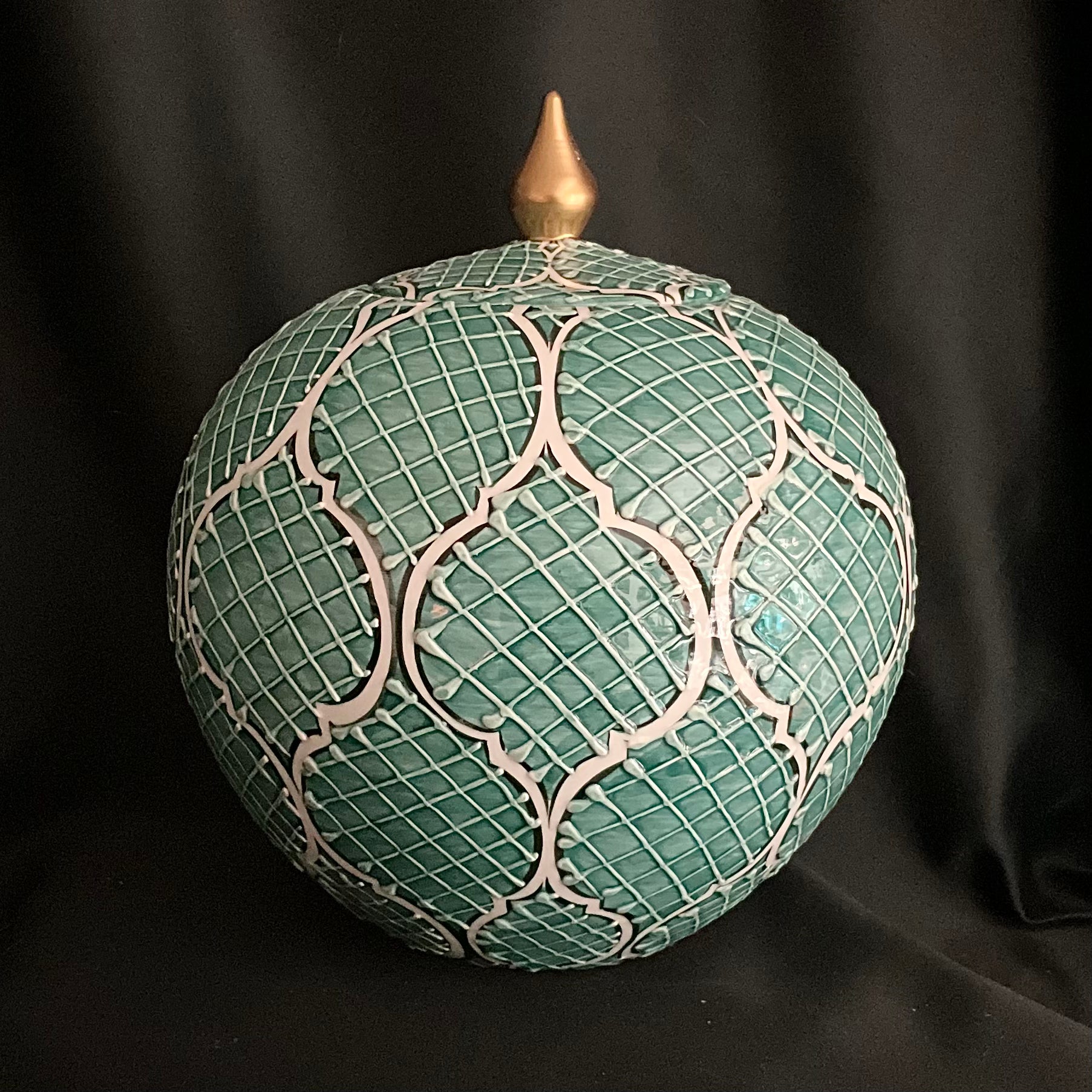 Handmade Spherical Ceramic Jar with Lid - 10" | SaleenArt USA